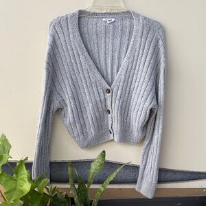 Garage Gray Ribbed Cardigan